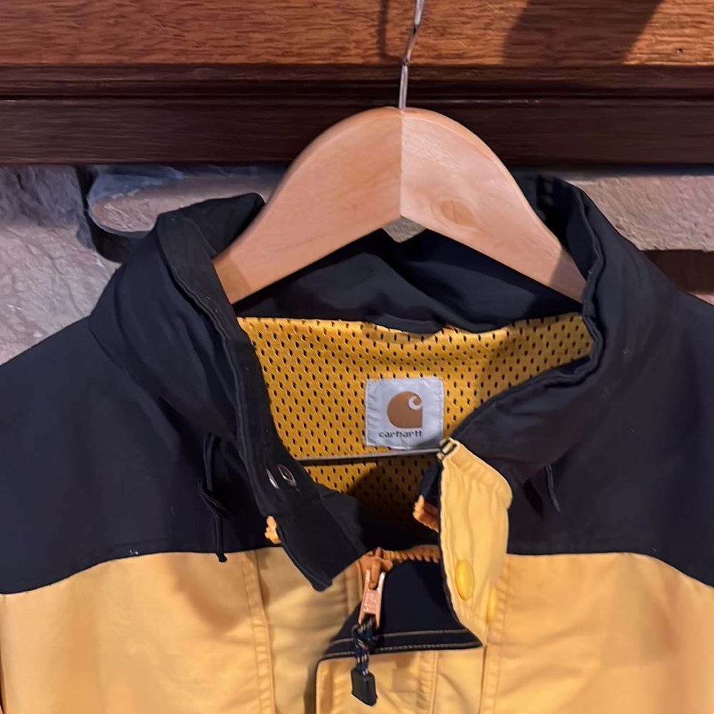 Carhartt Parka Coat Yellow and Black Heavy Cotton Mesh Lined Workwear - Picture 4 of 11